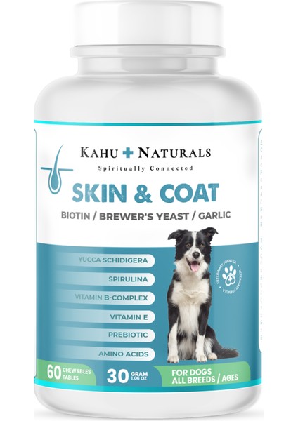 Skin&coat, Deri ve Tüy Sağlığı Takviye, Bira Mayası, Sarımsak, Mos, Spirulina, 60 Tablet