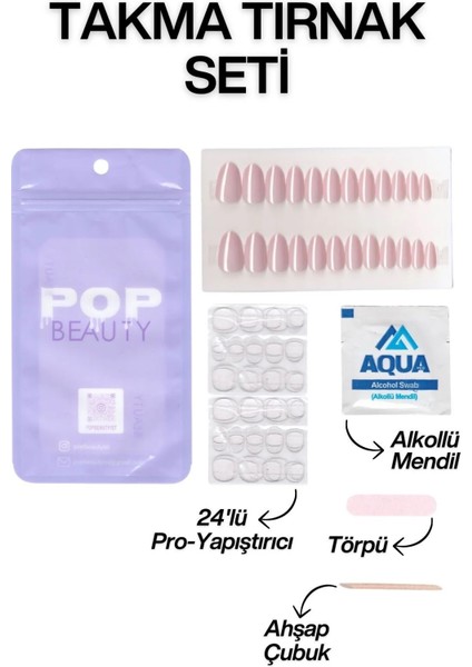 Pop Beauty Takma Tırnak Seti & Zararsız Yapıştırıcı