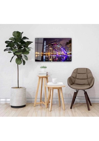 Teknoo- Işıklı Yunuslar Cam Tablo 4mm Dayanıklı Temperli Cam fiyatları