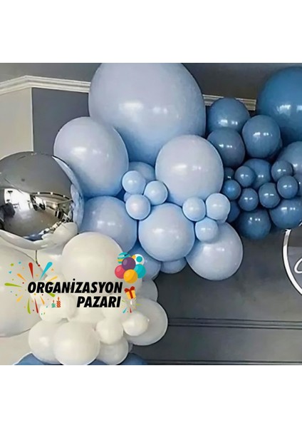 Balon Seti Beyaz-Makaron Mavi-Derin Okyanus 60 Lı Balon Zinciri Seti modelleri