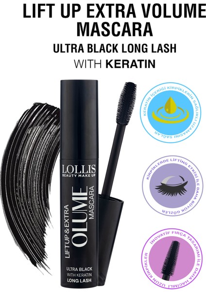 Lift Up Extra Volume Mascara Wiht Keratin / Lift Up Ekstra Hacim Keratinli Maskara / Rimel modelleri