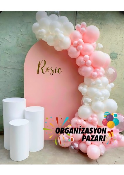 Balon Seti Beyaz-Pembe-Şeffaf 60 Lı Balon Zinciri Seti