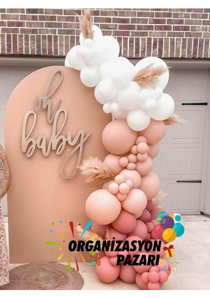 Balon Seti Beyaz-Pink Blush-Rose Wood 100 lü + Balon Zinciri Seti