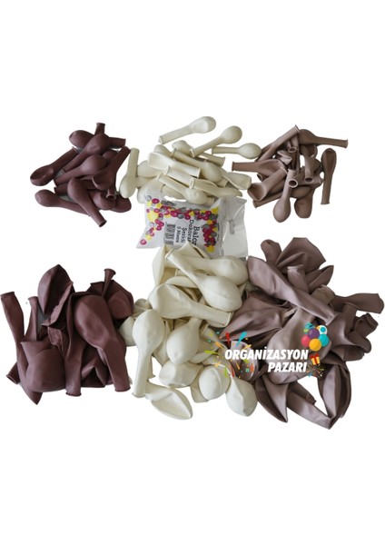 Balon Seti Beyaz-Pink Blush-Rose Wood 100 lü + Balon Zinciri Seti modelleri