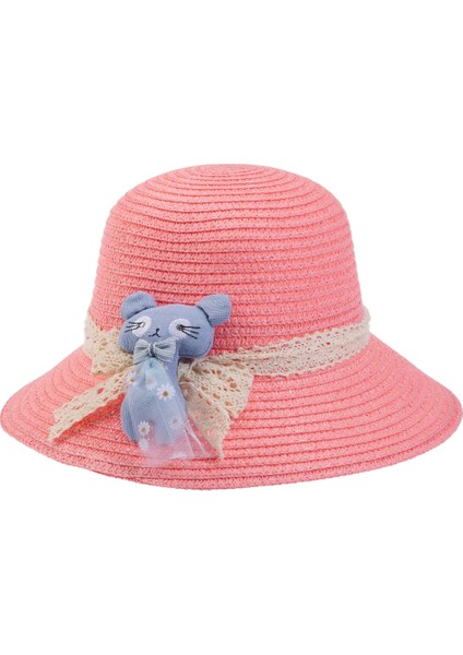Bebe Hasır Şapka (2-6 Yaş) Y24700-01 Pembe
