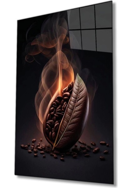 Teknoo- Kahve Çekirdeği Cam Tablo, Ev ve Ofis Duvar Dekoru,