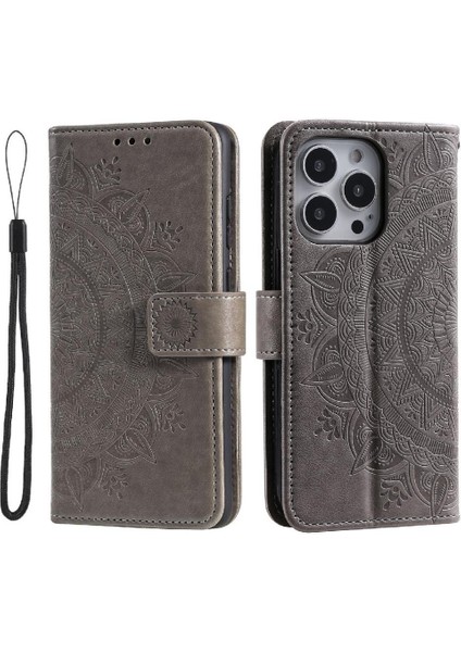 IPhone 15 Için Flip Case Pro Pu Deri Cüzdan Kılıf Totem Kabartma (Yurt Dışından)