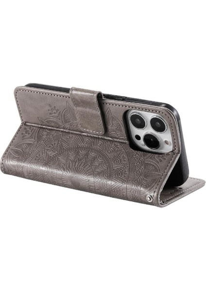 IPhone 15 Için Flip Case Pro Pu Deri Cüzdan Kılıf Totem Kabartma (Yurt Dışından)