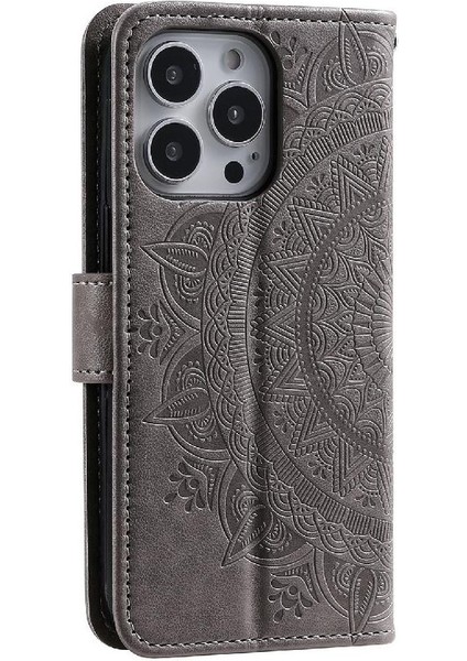 IPhone 15 Için Flip Case Pro Pu Deri Cüzdan Kılıf Totem Kabartma (Yurt Dışından)