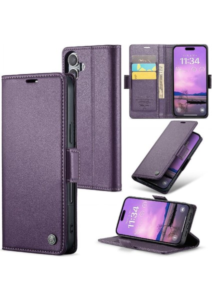 IPhone 16 Için Flip Case Artı Cüzdan Kılıf Darbeye Vaka Kickstand Anti (Yurt Dışından)