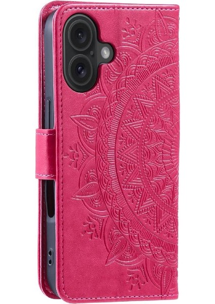 IPhone 16 Için Flip Case Artı Totem Kabartma Kickstand Pu Deri Cüzdan (Yurt Dışından)