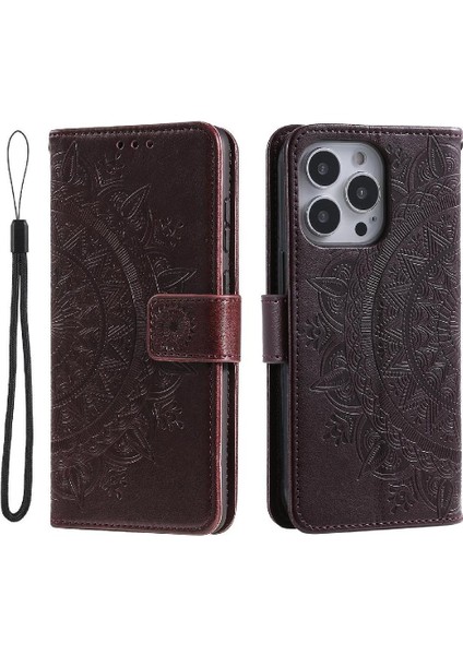 IPhone 16 Için Flip Case Pro Max Totem Kabartma Pu Deri Kickstand (Yurt Dışından)