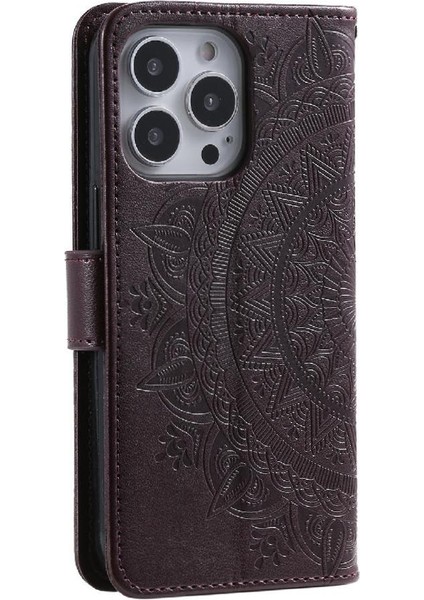 IPhone 16 Için Flip Case Pro Max Totem Kabartma Pu Deri Kickstand (Yurt Dışından)