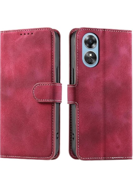 Oppo A78 4g Pu Deri Bilek Kayışı Kickstand Cüzdan Kartı Için Flip Case (Yurt Dışından)