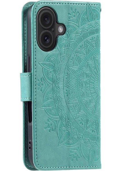 IPhone 16 Için Flip Case Totem Kabartma Kickstand Cüzdan Kılıf Pu Deri (Yurt Dışından) indirimleri