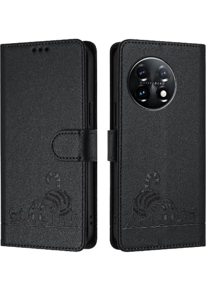 Oneplus 11 Kedi Rfıd Kart Yuvası Tutucu Için Kılıf Kickstand Cüzdan Kapak Çevirin (Yurt Dışından)