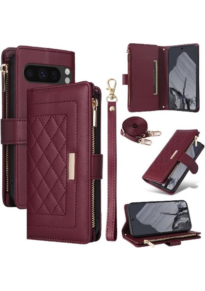 Google Piksel 8 Pro Kayış Kart Yuvaları Için Flip Case Darbeye Cüzdan (Yurt Dışından)
