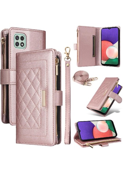 Galaxy S21 Darbeye Cüzdan Kart Yuvaları Kayış Için Flip Case (Yurt Dışından)