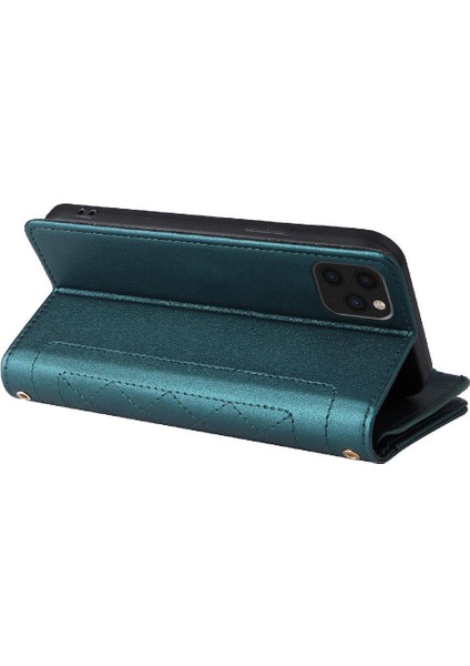 IPhone 11 Pro Max Darbeye Dayanıklı Kayış Kart Yuvaları Cüzdan Için Flip Case (Yurt Dışından)