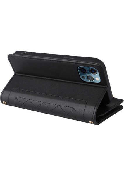 IPhone 12 Için Flip Case Pro Max Kart Yuvaları Kayış Cüzdan Darbeye (Yurt Dışından)