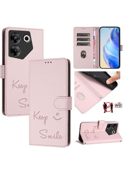 Tecno Camon 20 Pro 5g Pu Deri Kart Tutucu Cüzdan Rfıd Engelleme Için Kılıf (Yurt Dışından)