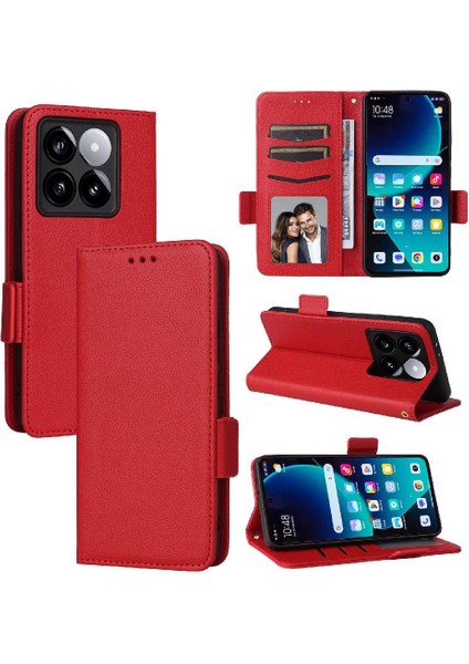 Xiaomi 14T Manyetik Pu Deri Yan Toka Cüzdan Kart Yuvaları Için Flip Case (Yurt Dışından)
