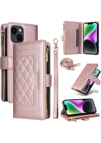 IPhone 13 Kart Yuvaları Kayış Darbeye Dayanıklı Cüzdan Için Flip Case (Yurt Dışından)