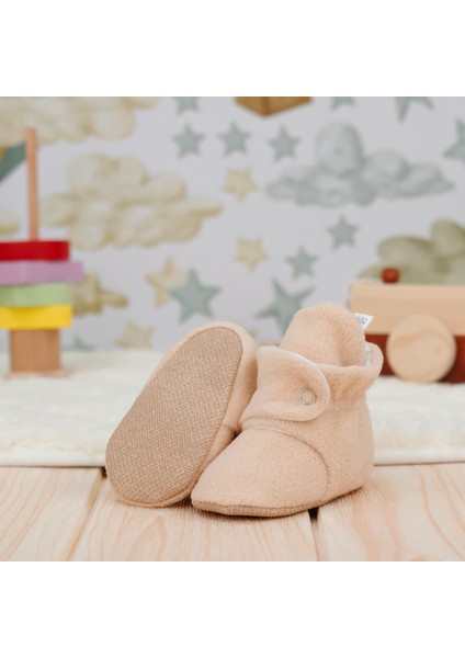 Polar Bebek Pandufu, Kaydırmaz Taban, Ev Botu, Kreş Ayakkabısı Patik, Bej