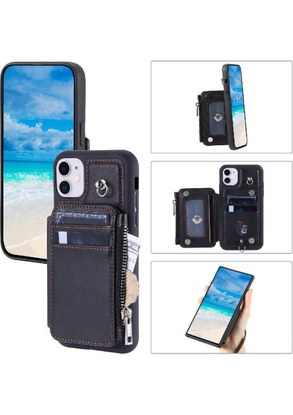 IPhone 12 Için Cüzdan Durumda Mini Rfıd Engelleme Kickstand Flip Folio Kılıf 3 (Yurt Dışından)
