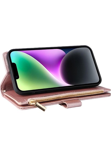 IPhone 14 Için Flip Case Artı Kayış Cüzdan Kart Yuvaları Darbeye (Yurt Dışından)