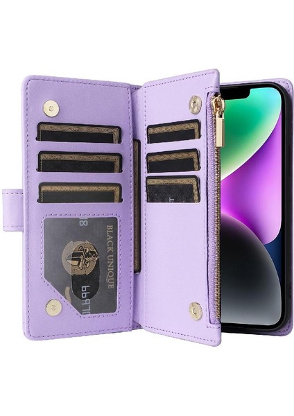 IPhone 14 Için Flip Case Artı Kayış Cüzdan Kart Yuvaları Darbeye (Yurt Dışından)
