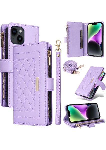 IPhone 14 Için Flip Case Artı Kayış Cüzdan Kart Yuvaları Darbeye (Yurt Dışından)