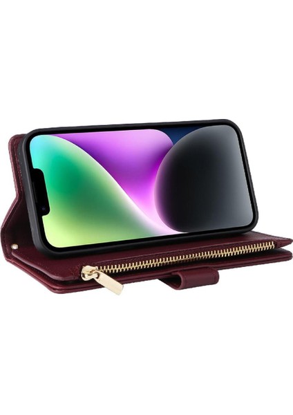 IPhone 15 Için Flip Case Artı Darbeye Cüzdan Kart Yuvaları Kayış (Yurt Dışından)