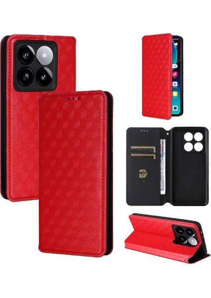 Xiaomi 14T Manyetik Kapatma Kart Yuvaları Için Flip Case Tutucu 3D Desen (Yurt Dışından)