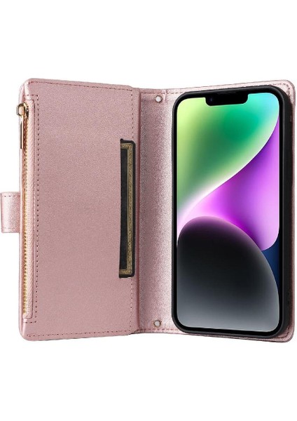 IPhone 15 Için Flip Case Artı Darbeye Cüzdan Kart Yuvaları Kayış (Yurt Dışından)
