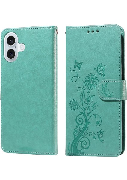 IPhone 16 Kart Yuvaları Çiçek Flip Deri Için Flip Case (Yurt Dışından)