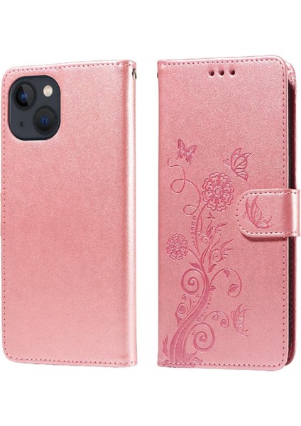 IPhone 14 Için Flip Case Artı Kart Yuvaları Deri Flip Çiçek (Yurt Dışından)