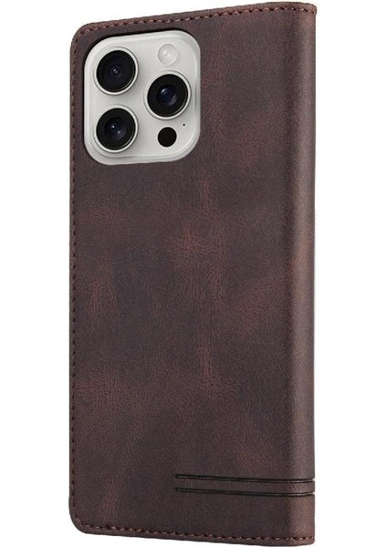 IPhone 16 Için Kılıf Pro Max Iki Kart Yuvaları Premium Deri Kickstand (Yurt Dışından)