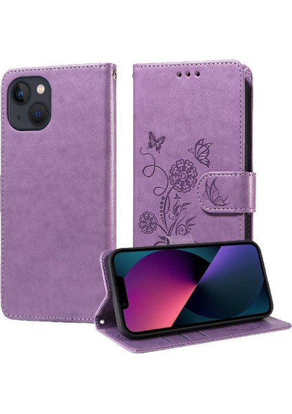 IPhone 13 Mini Çiçek Kart Yuvaları Deri Flip Case Için Flip Case (Yurt Dışından)