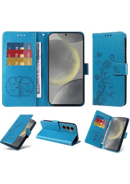 Galaxy S24 Deri Cardyuvaları Çiçek Flip Case Için Flip Case (Yurt Dışından)