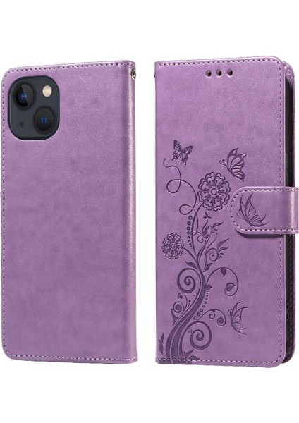 IPhone 14 Deri Çiçek Flip Kart Yuvaları Için Flip Case (Yurt Dışından) modelleri