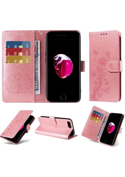 IPhone 6 Için Flip Case Artı Deri Kart Yuvaları Flip Çiçek (Yurt Dışından)
