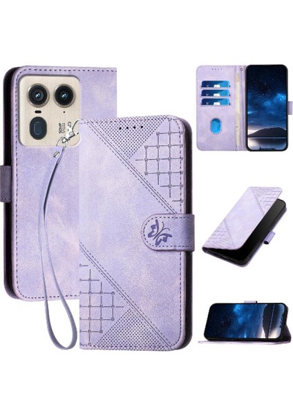 Motorola Moto X50 Ultra Kabartmalı Kelebek Yüksek Kalite Kılıf Için Flip Case (Yurt Dışından)