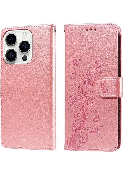 IPhone 14 Için Flip Case Pro Max Cardyuvaları Çiçek Flip Deri (Yurt Dışından)
