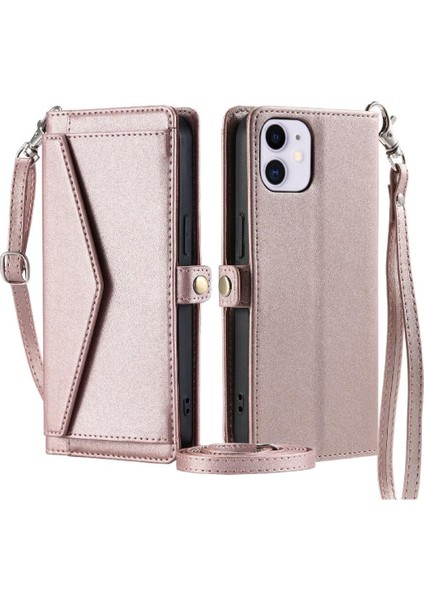 Cüzdan Crossbody Kılıf IPhone 12 Mini Kart Tutucu Fermuar Faturaları Yuvası (Yurt Dışından)