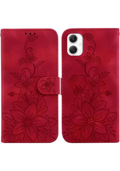 Galaxy A06 Cüzdan Kickstand Manyetik Kabartmalı Zambak Için Flip Case (Yurt Dışından)