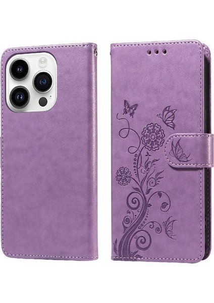 IPhone 14 Için Flip Case Pro Max Cardyuvaları Çiçek Flip Deri (Yurt Dışından)
