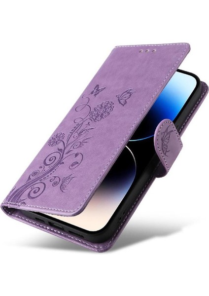 IPhone 14 Için Flip Case Pro Max Cardyuvaları Çiçek Flip Deri (Yurt Dışından)
