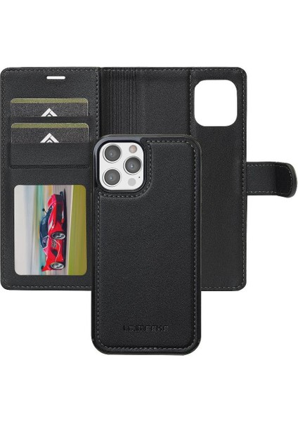 IPhone 12 Için Flip Case Pro Max Cüzdan Kılıf Kickstand Pu Deri 2 In 1 (Yurt Dışından)