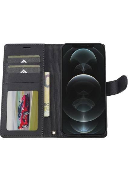 IPhone 12 Için Flip Case Pro Max Cüzdan Kılıf Kickstand Pu Deri 2 In 1 (Yurt Dışından)